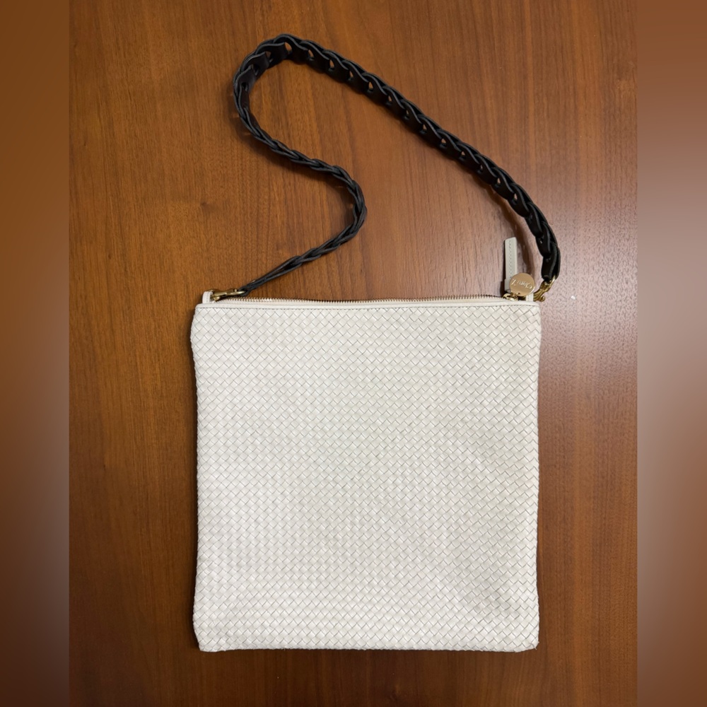 Clare V white woven shoulder purse